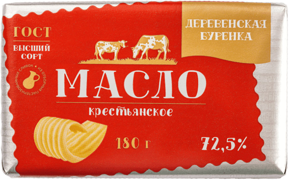 Деревенская буренка - Крестьянское, 72,5% - 180 г