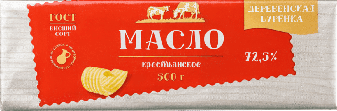 Деревенская буренка - Крестьянское, 72,5% - 500 г