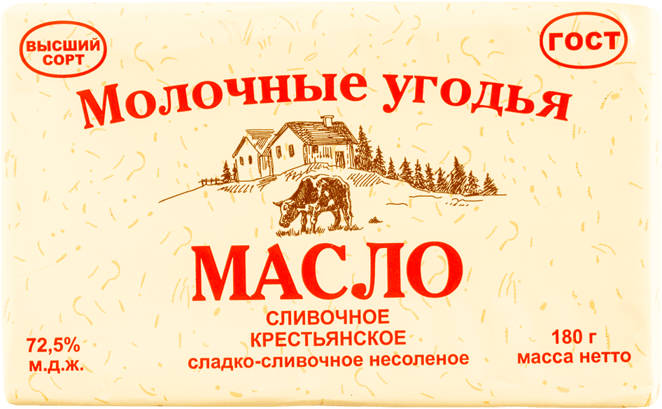 Молочные угодья - Крестьянское, 72,5% - 180 г