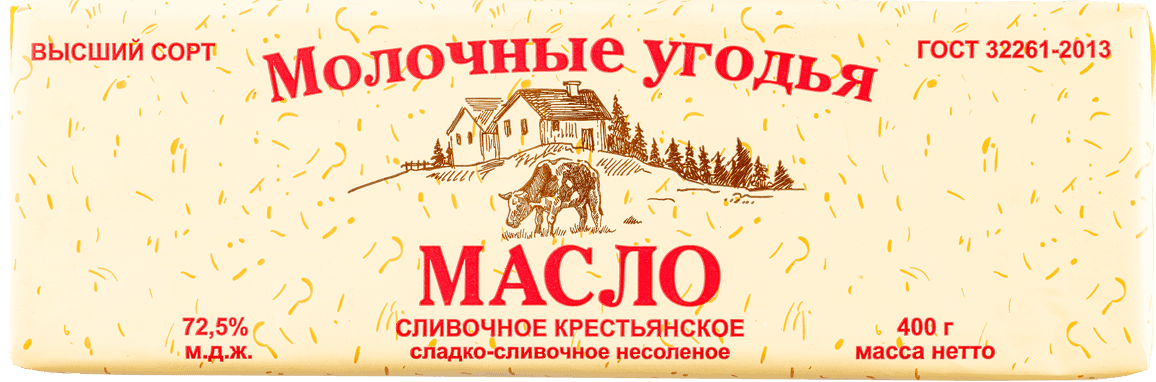 Молочные угодья - Крестьянское, 72,5% - 400 г