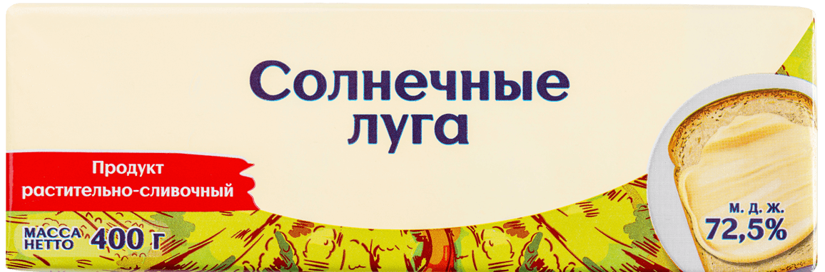 Солнечные Луга - Продукт растительно-сливочный, 72,5% - 400 г