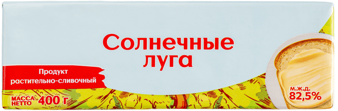 Солнечные Луга - Продукт растительно-сливочный, 82,5% - 400 г